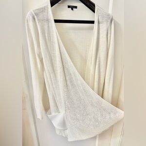 RW & CO CREAMY WHITE OPEN CARDIGAN WITH POCKETS
